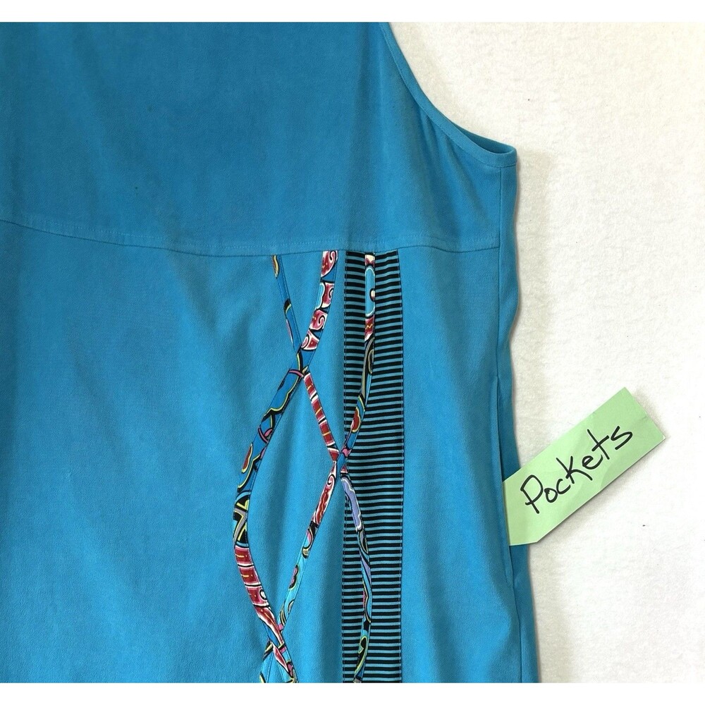 Vintage KOOS OF COURSE Maxi Jumper Dress With Silk Blouse Blue Artsy - Picture 8 of 11